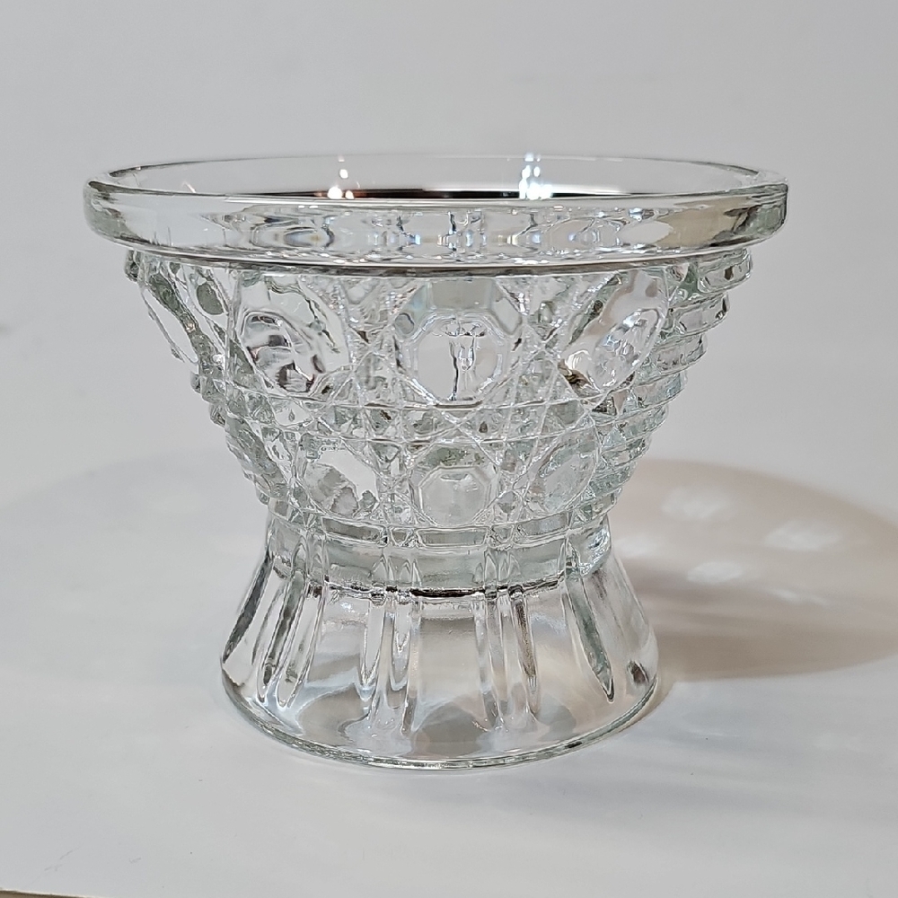 Federal Glass Windsor Clear Button and Cane Design Ridged Base Sundae Glass